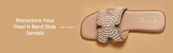 Rhinestone Faux Pearl H Band Slide Sandals