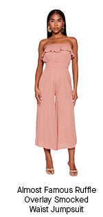 Almost Famous Ruffle Overlay Smocked Waist Jumpsuit