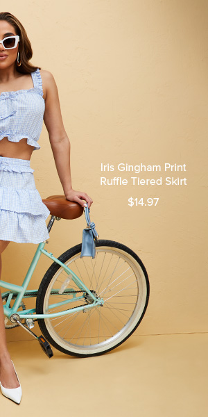 Iris Gingham Print Ruffle Tiered Skirt