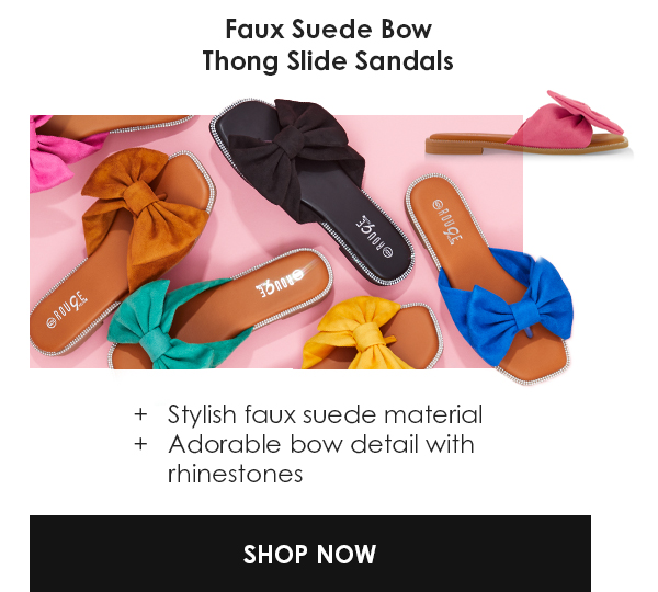 Faux Suede Bow Thong Slide Sandals Shop Now