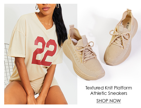 Textured Knit Platform Athletic Sneakers