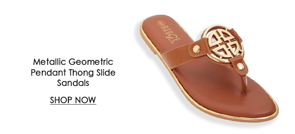 Metallic Geometric Pendant Thong Slide Sandals