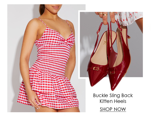 Buckle Sling Back Kitten Heels