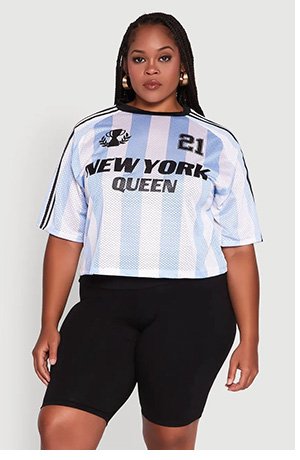 Plus Size Cropped New York Queen Graphic Tee
