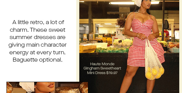 Haute Monde Gingham Sweetheart Bow Back Mini Dress
