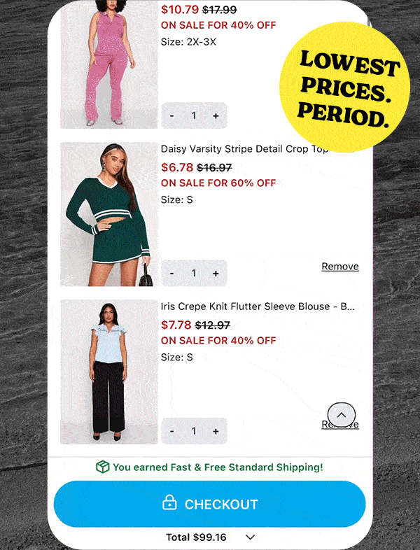 LOWEST PRICES. PERIOD.