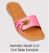 Metallic Heart Cut Out Slide Sandals