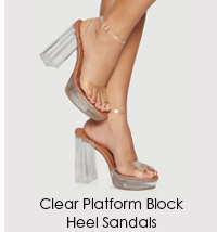 Clear Platform Block Heel Sandals