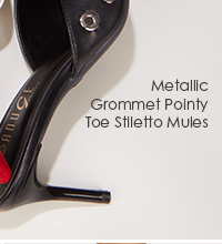 Metallic Grommet Pointy Toe Stiletto Mules