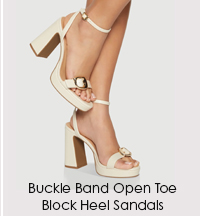 Buckle Band Open Toe Block Heel Sandals
