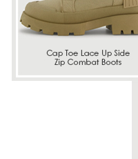 Cap Toe Lace Up Side Zip Combat Boots