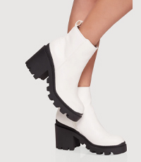 Side Zip Round Toe Chunky Heel Booties