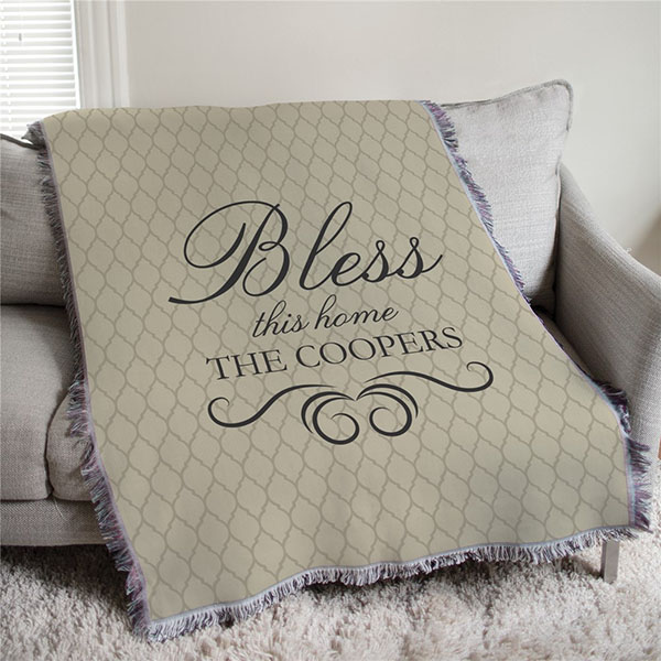 Personalized Bless This Home 50x60 Afghan Throw