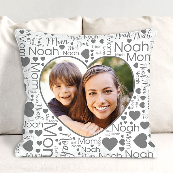 Personalized Large Photo Word Art Throw Pillow