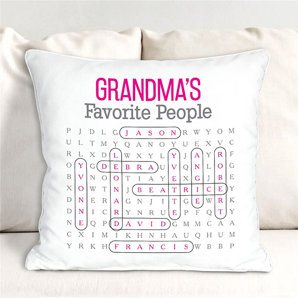 Personalized Favorite People Word Search Throw Pillow