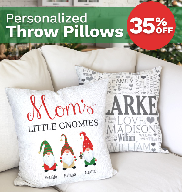 Personalized Throw Pillows as low as $23.99 With Code: PILLOW23NS