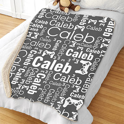 Personalized Boys Word-Art Sherpa Blanket