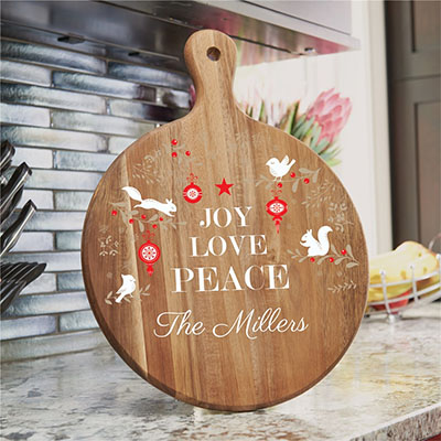 Personalized Joy Love Peace Acacia Paddle