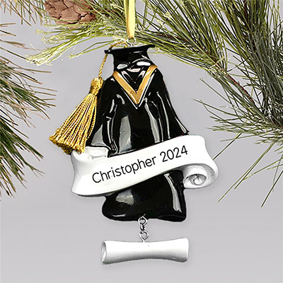 Personalized Graduation Cap & Gown Holiday Ornament