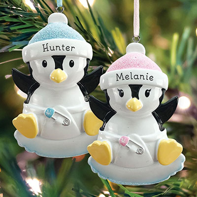 Personalized Penguin Baby Christmas Ornament