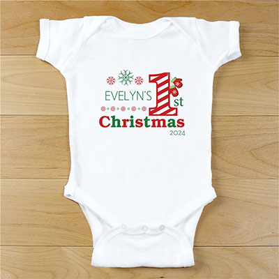 Personalized Baby's First Christmas Bodysuit