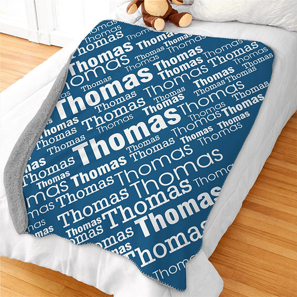 Word Art Boys Sherpa Blanket 50x60 Inch