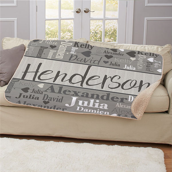 Personalized Wood Pattern 50 X 60 Word Art Sherpa