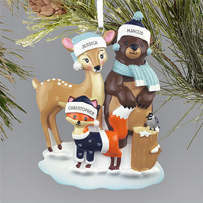 Personalized Woodland Family Ornament