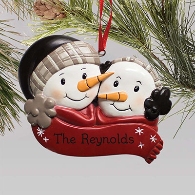 Engraved Snowman Couple Christmas Ornament