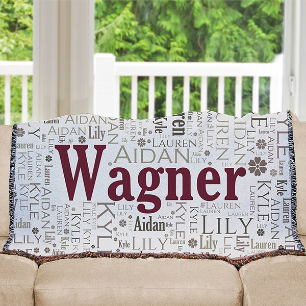 Personalized Family Word Art 50x60 Afghan Throw