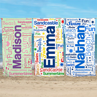 Name and Word-Art Beach Towel