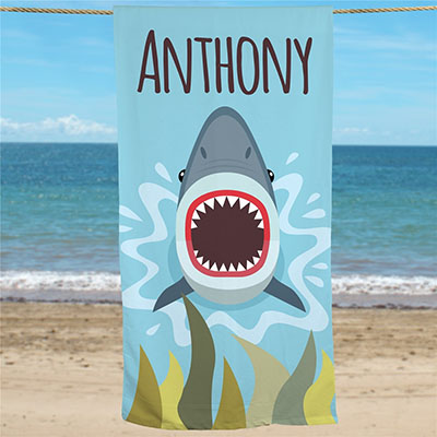 Personalized Shark Bite Beach Towel