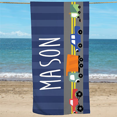 Personalized Kid's Truck Beach Towel