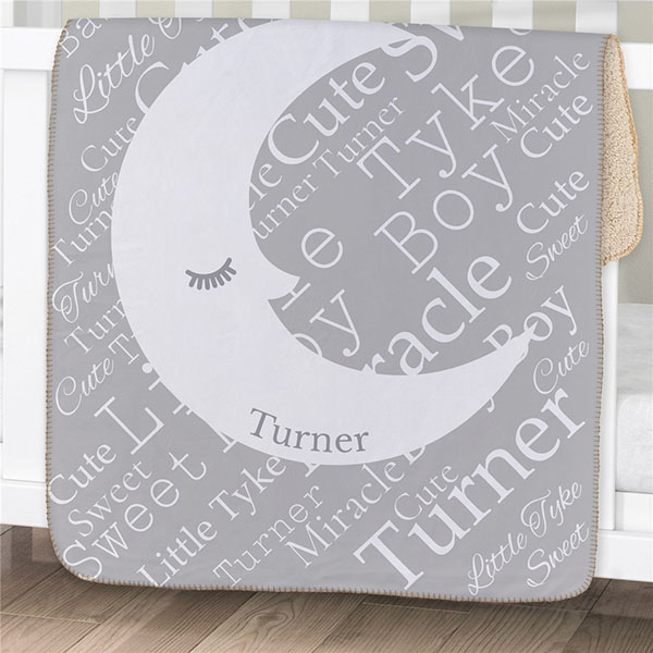 Personalized Baby Moon Word-Art Sherpa