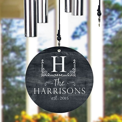 Personalized Name And Initial Chalkboard Wind Chime