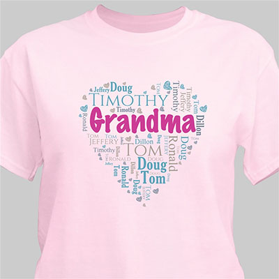 Grandma's Heart Word-Art T-Shirt