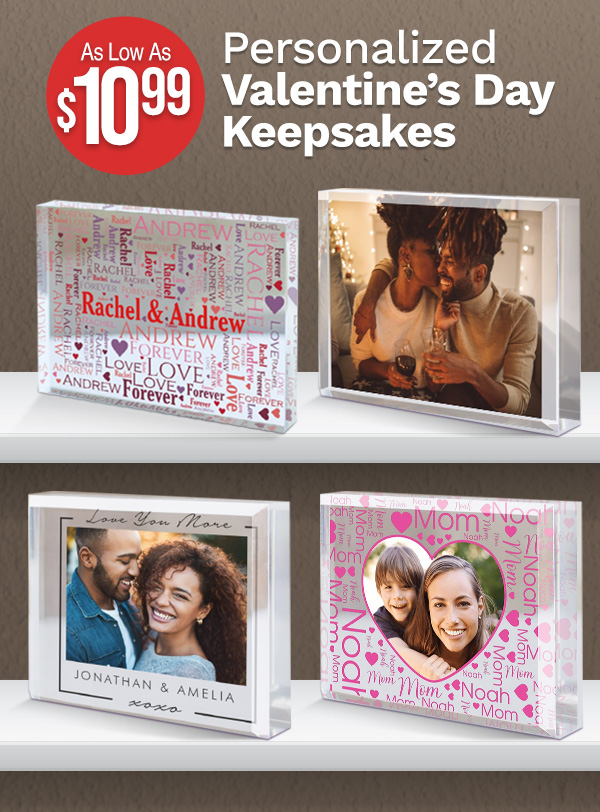 Personalized Valentines Day Keepsakes as low as $10.99  No Code Needed!