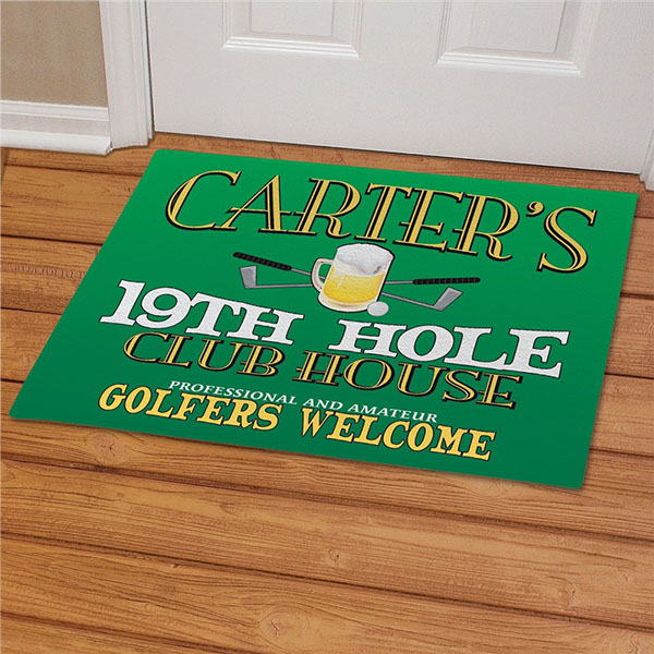 19th Hole Personalized Golf Doormat