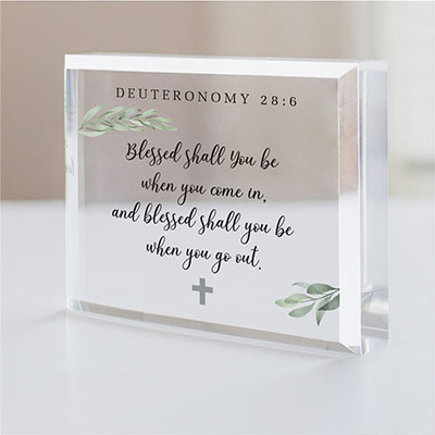 Bible Verse Green Sprig Acrylic Block Keepsake