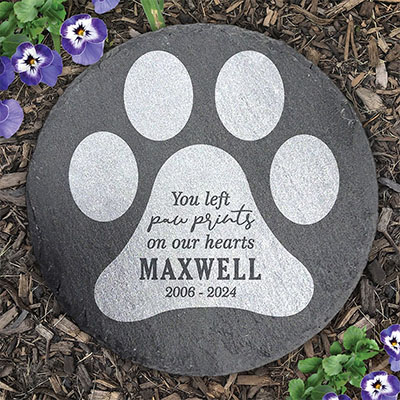 Personalized Paw Print Memorial Round Slate Stone