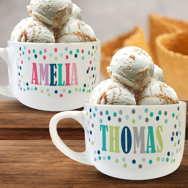 Personalized Polka Dot Bowl with Handle