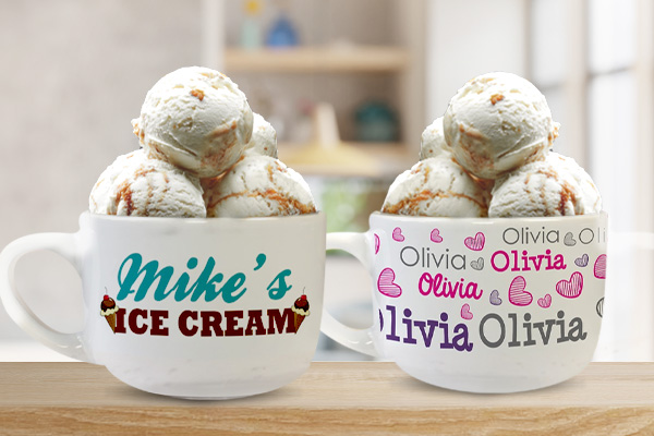 $18.99 Personalized Ice Cream Bowls With Code: TREAT18HS