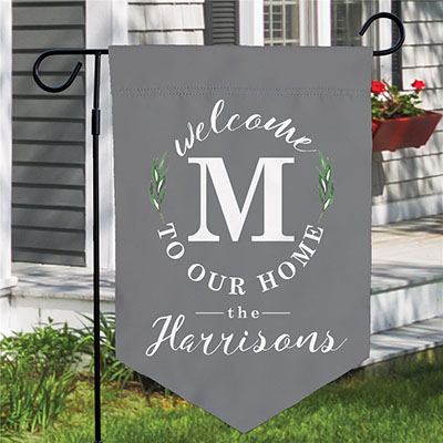 Personalized Welcome to our Home Pennant Garden Flag