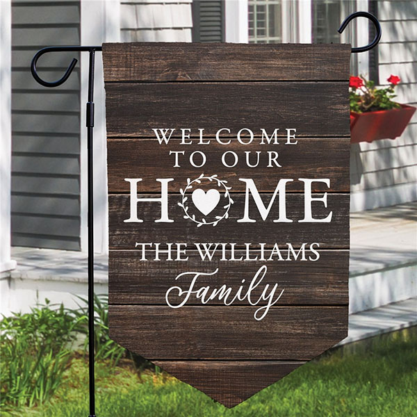 Personalized Rustic Welcome Pennant Garden Flag