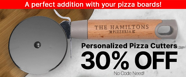 A perfect addition with your pizza boards! personalized pizza cutters 30% off!