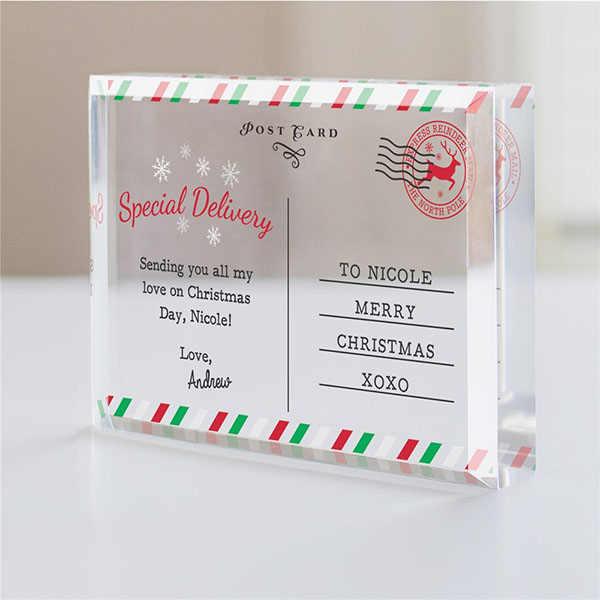 Personalized Christmas Postcard Colored Acrylic Keepsake