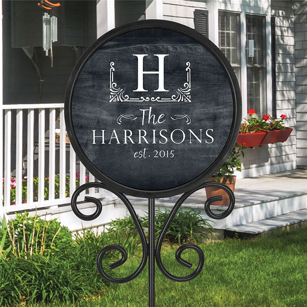 Personalized Name And Initial Chalkboard Round Magnetic Sign Set