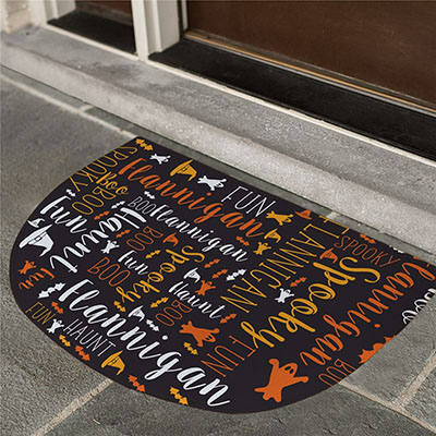 Personalized Trick or Treat Word Art Half Round Doormat