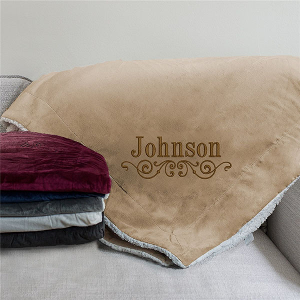 Embroidered Sherpa Blanket