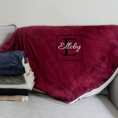 Embroidered Family Name Sherpa Blanket